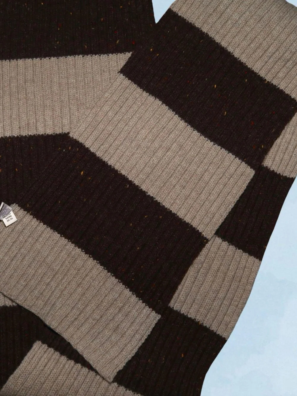Brown striped knit scarf